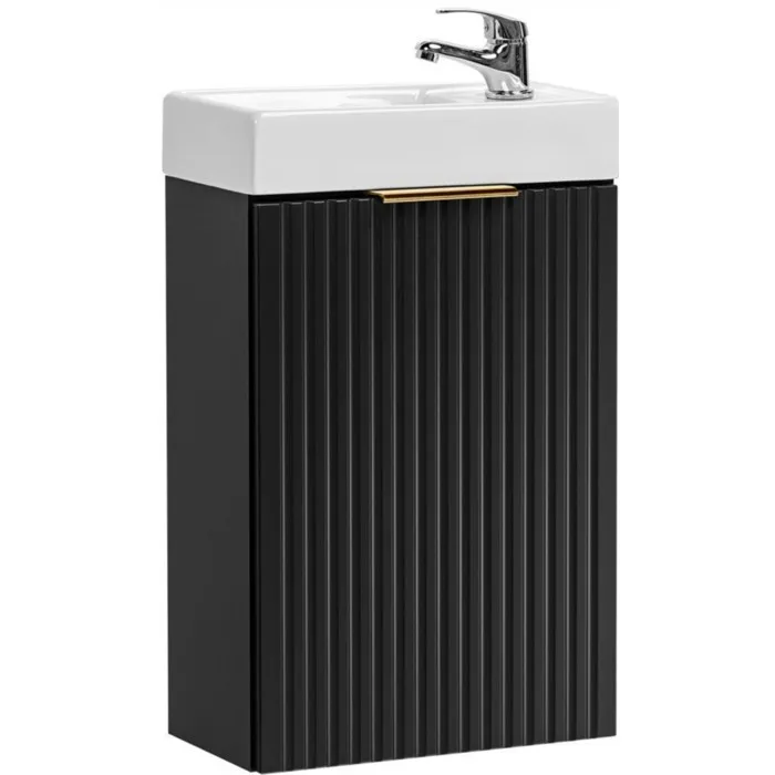 Ensemble meuble lave-mains suspendu ADEL noir avec le lavabo FIKA 40 cm