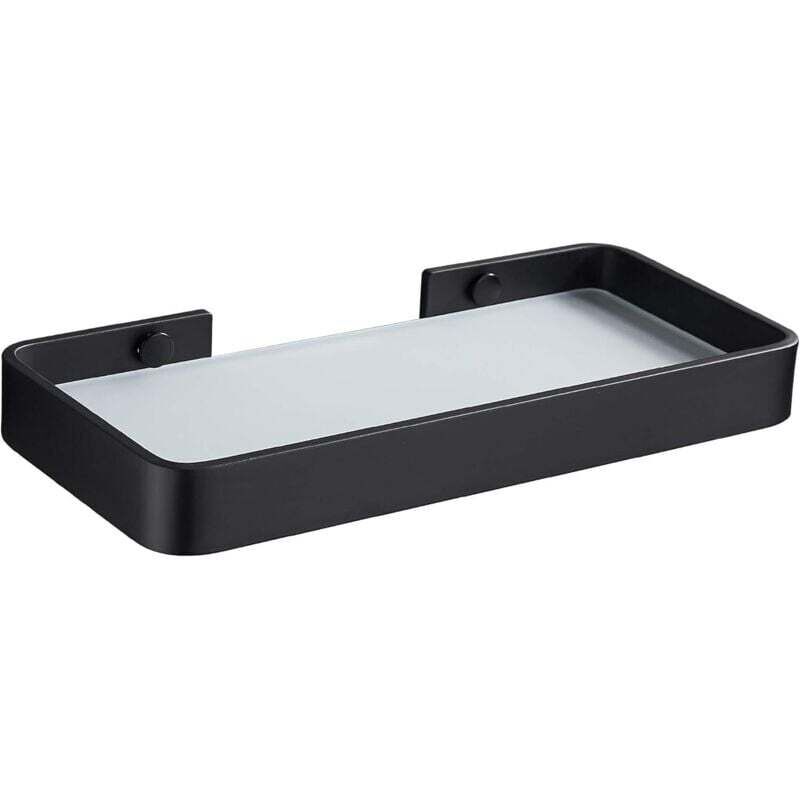 Étagère De Rangement Rectangulaire Pour Salle De Bain En Verre Trempé Organisateur De Douche Sans Clous, Sans Encombrement, Noir