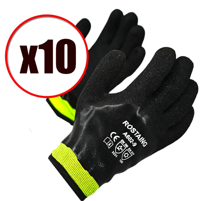 Lot de 10 paires de gants de travail anti coupure anti froid Rostaing EN388 EN511 Taille - Taille 10