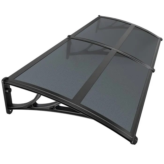 Auvent de porte marquise 200x80 cm en Polycarbonate anti UV Anthracite VOUNOT