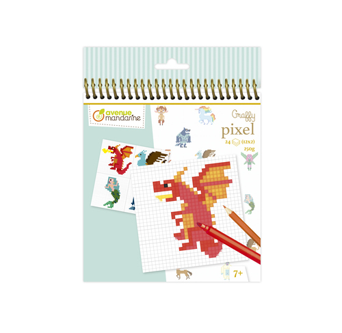 Carnet De Coloriage "graffy Pixel" - Créatures Fantastiques - 24 Feuilles