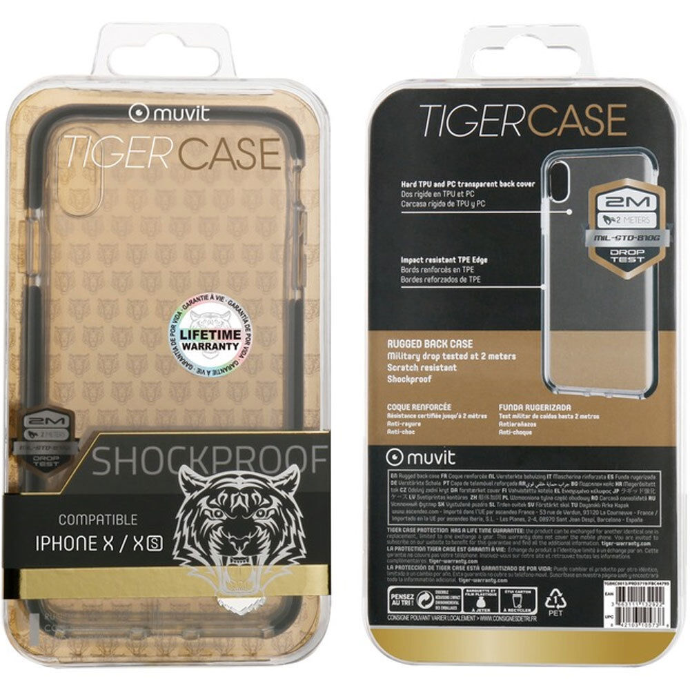 Coque de protection antichoc pour iPhone X/Xs - TGBKC0013 - Transparent/Noir MUVIT