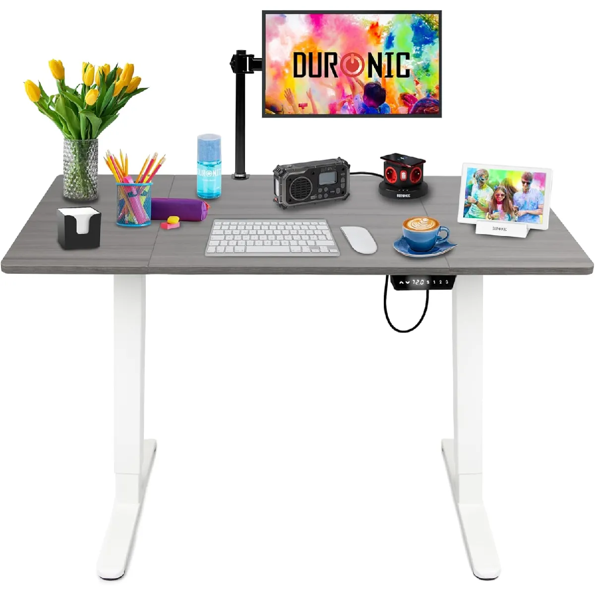 Bureau Assis-debout Électrique Avec Plateau De 120cm Hauteur Ajustable 72-118cm Charge Max 70kg Duronic Cd120 Wg