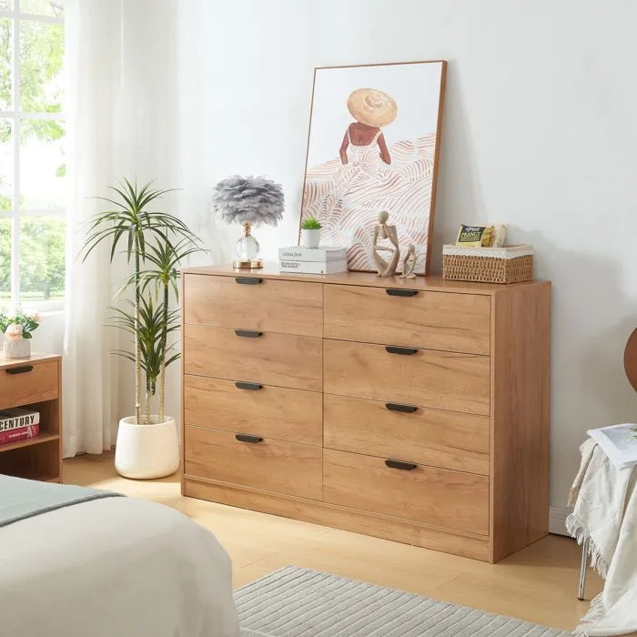 Commode Varkaus 90 x 140 x 40 cm effet chêne en.casa