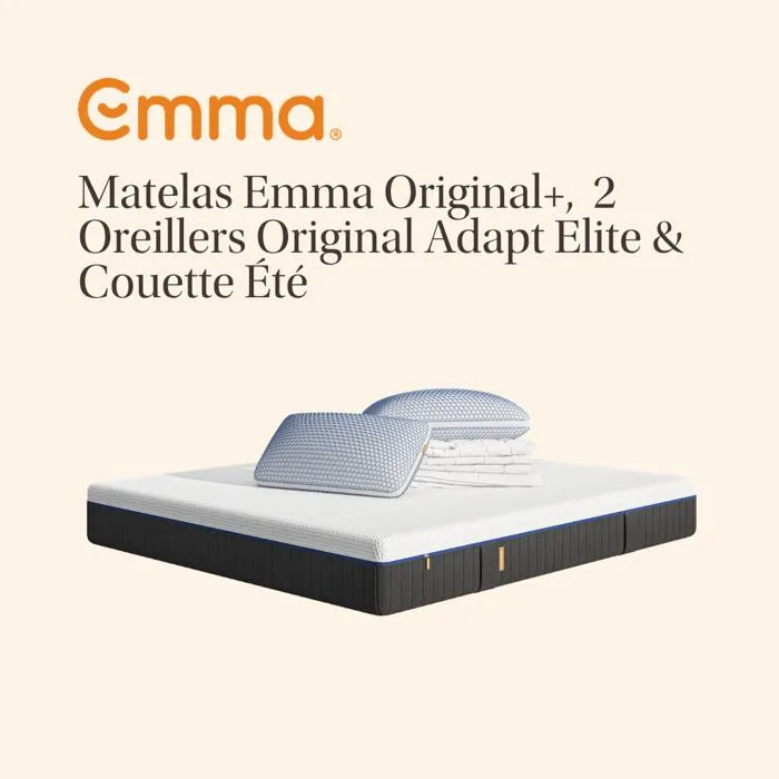 Pack matelas 200x200 2 oreillers original confort elite et couette