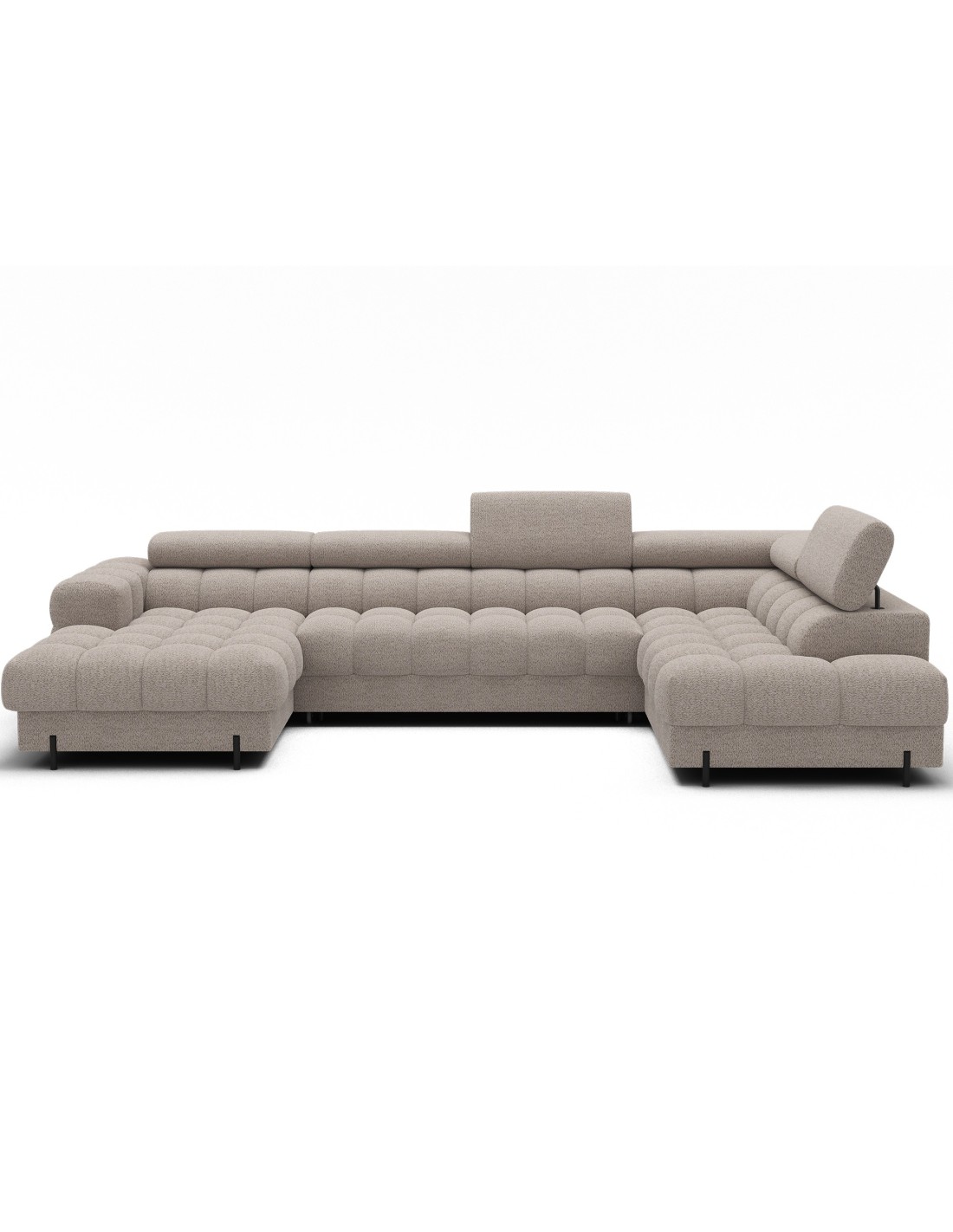Canapé Panoramique Convertible Beige Clair Angle Droit Feraria 358x93x202cm