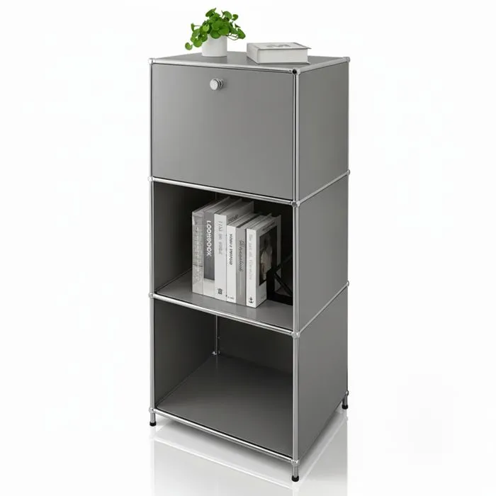 Étagère métal chromé design épuré, Concept Epuré MK-107 L50 x P40 x H121 cm, Gris
