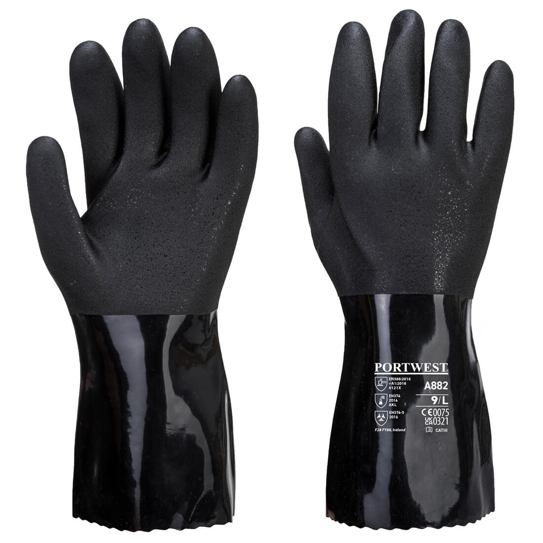 Gant Chimie Pvc Esd Couleur: Noir Taille M - Portwest