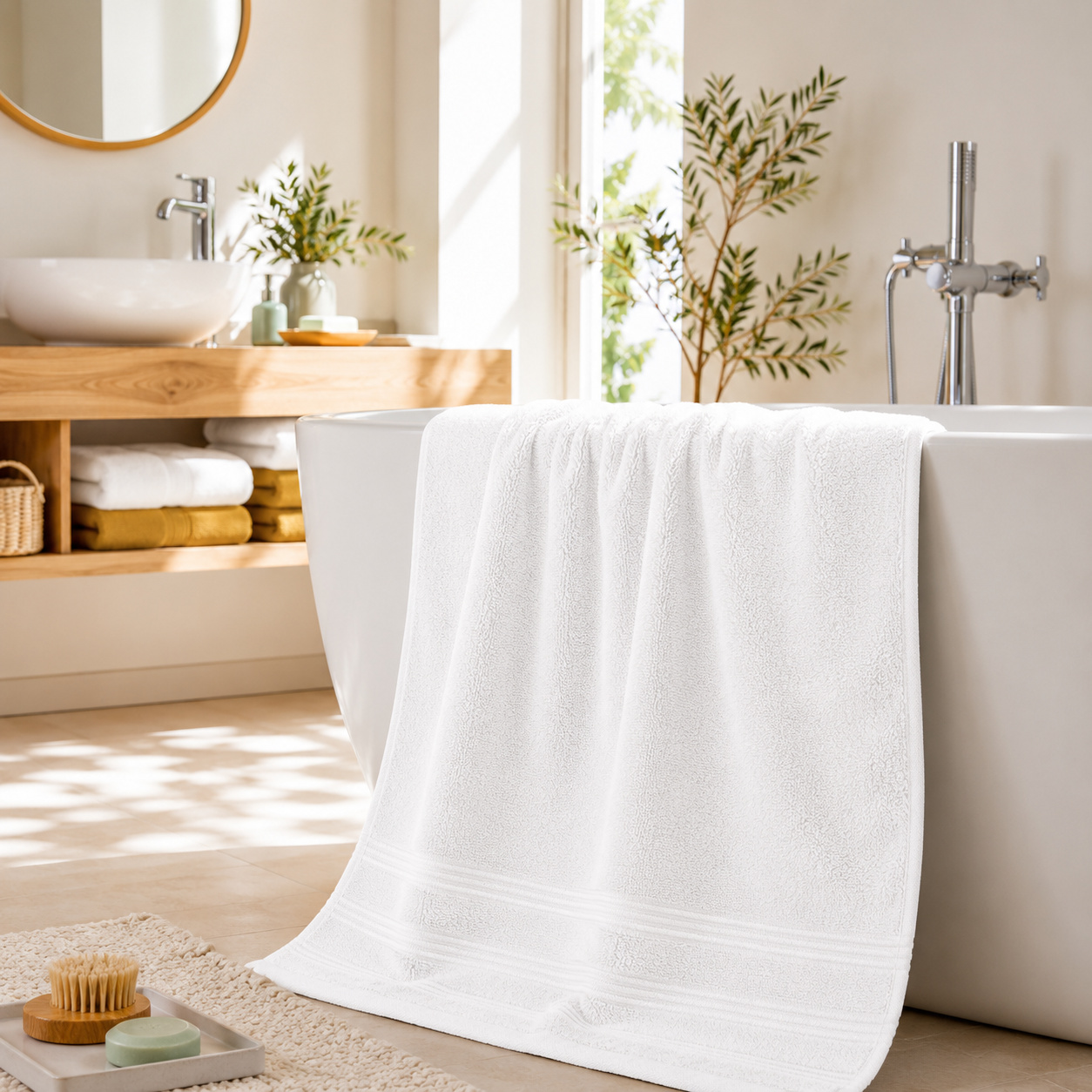 Drap De Douche Spa 70 X 140 Cm 100% Coton 400 Gr/m² - Blanc