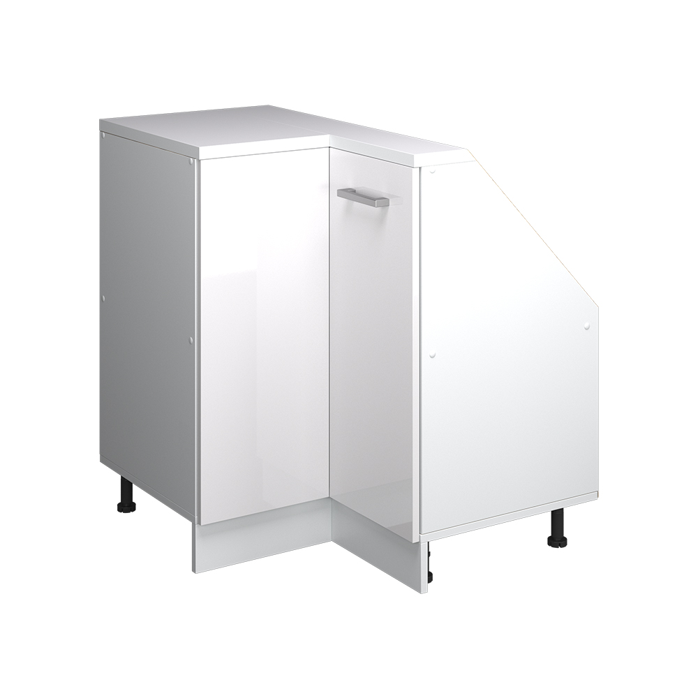 Meuble De Cuisine D'Angle Pour Combles R-line, Blanc Haute Brillance, 75.6cm Avec 1 Porte, Vicco