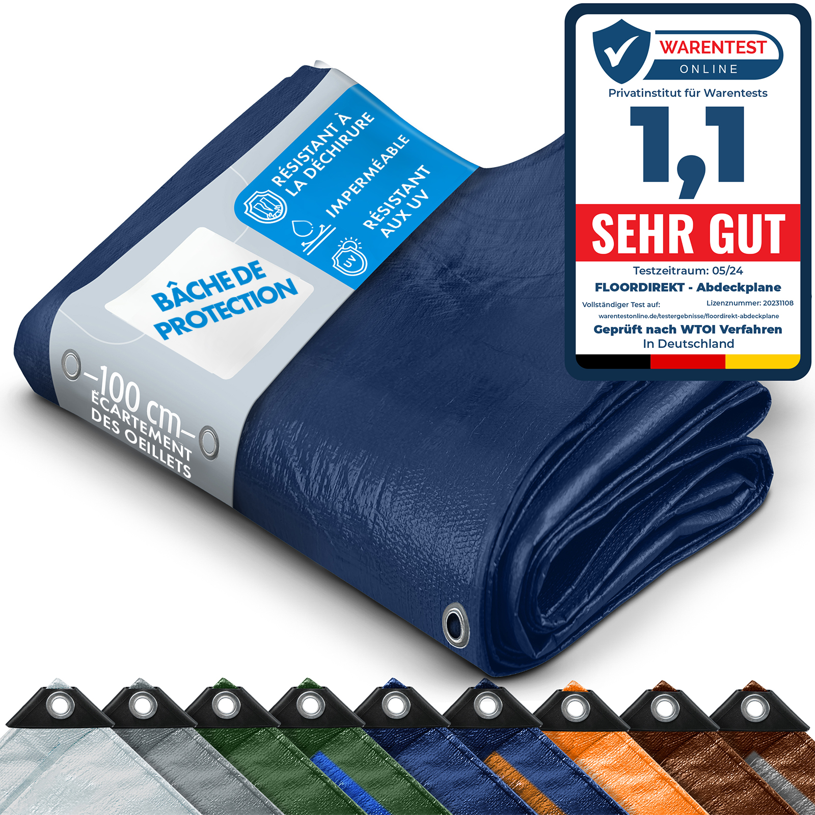 Bâche De Protection Imperméable 140 G-m² Bleu 6 X 8 M - Floordirekt
