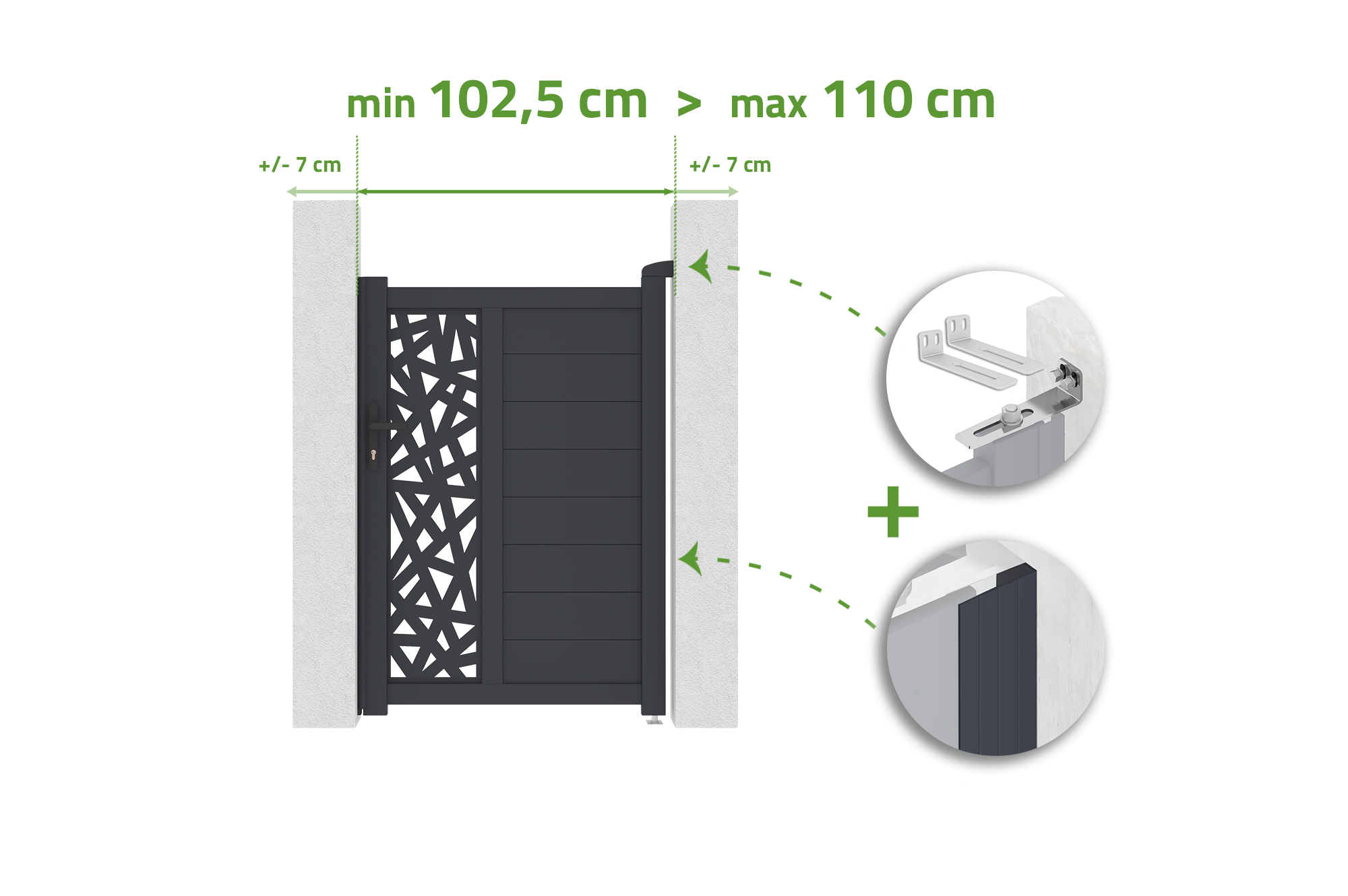 Portillon Ajustable En Largeur 1m Ruivo H.140cm Alu Gris