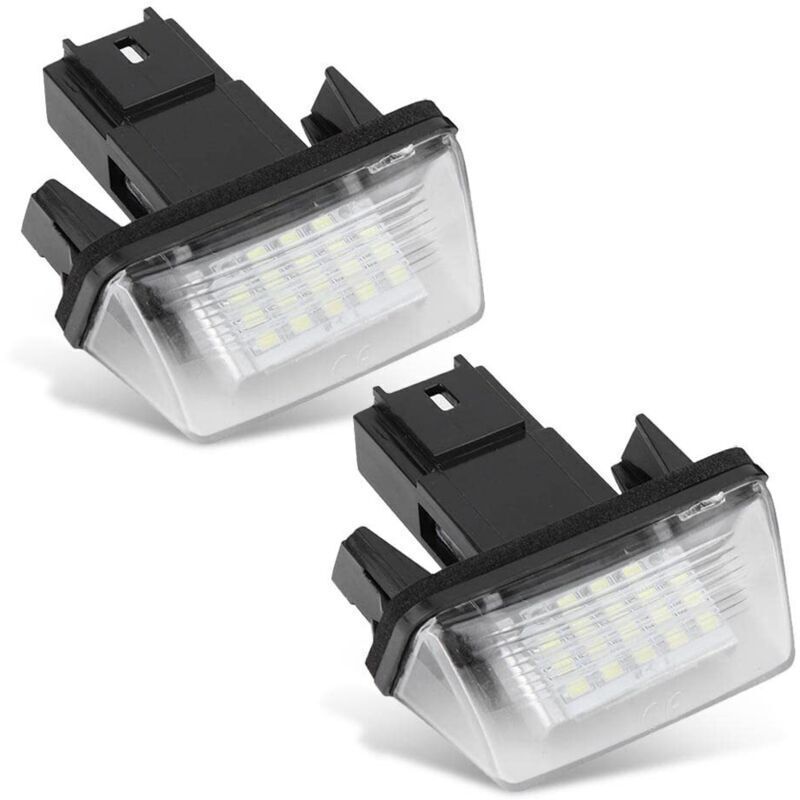 2 Pièces Lampe De Plaque D'Immatriculation De Voiture À 18 Del Gauche Et Droite Pour C3 2002-2009 / Berlingo / 306 307 406 5008