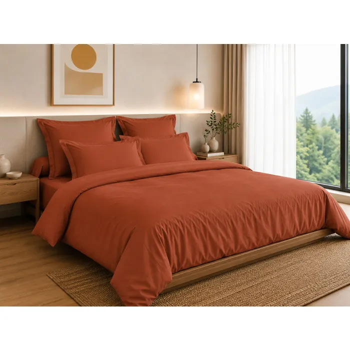Housse de Couette 260 x 240 cm 100% Coton 57 Fils/cm² Paprika