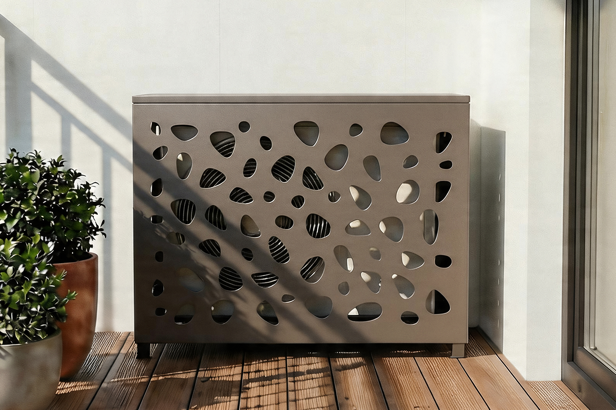 Cache Clim & Pompe À Chaleur Aneto Sunny Aluminium Taupe - Taille S