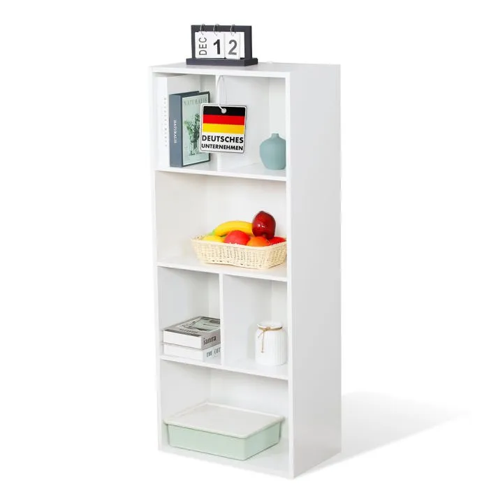 Bibliothèque 6 Compartiments, Étagère, Meuble De Rangement Blanc, 50 X 29 X 121 Cm