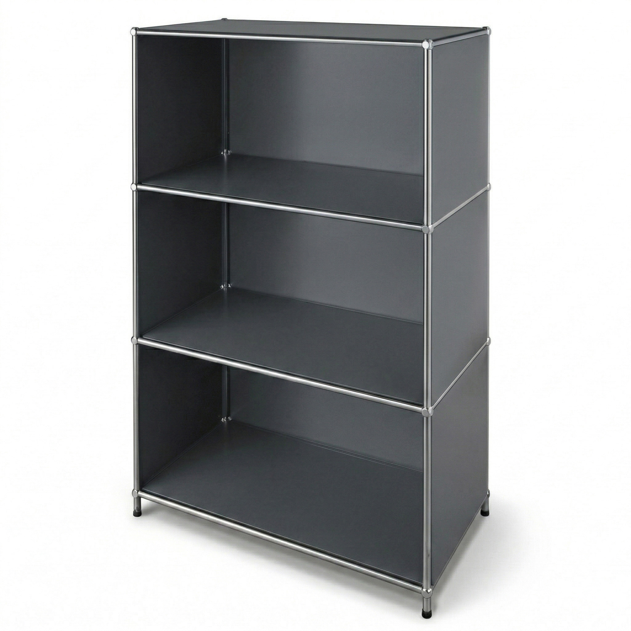 Étagère Métal Chromé Design Épuré, Concept Epuré Mk-101, 120 X 40 X 75, 4 Niveaux, Gris