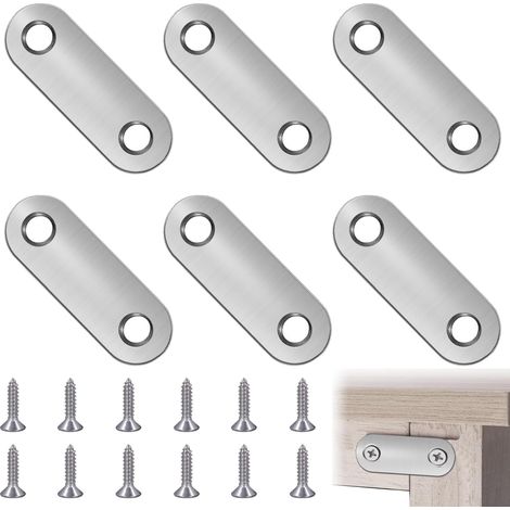 6 Pièces Supports D'Angle Plats, Équerre De Fixation Droit Plats, Équerres Plate En Inox, Pattes D'Assemblage Avec Vis, Pattes D'Assemblage En Métal, Avec 12 Vis