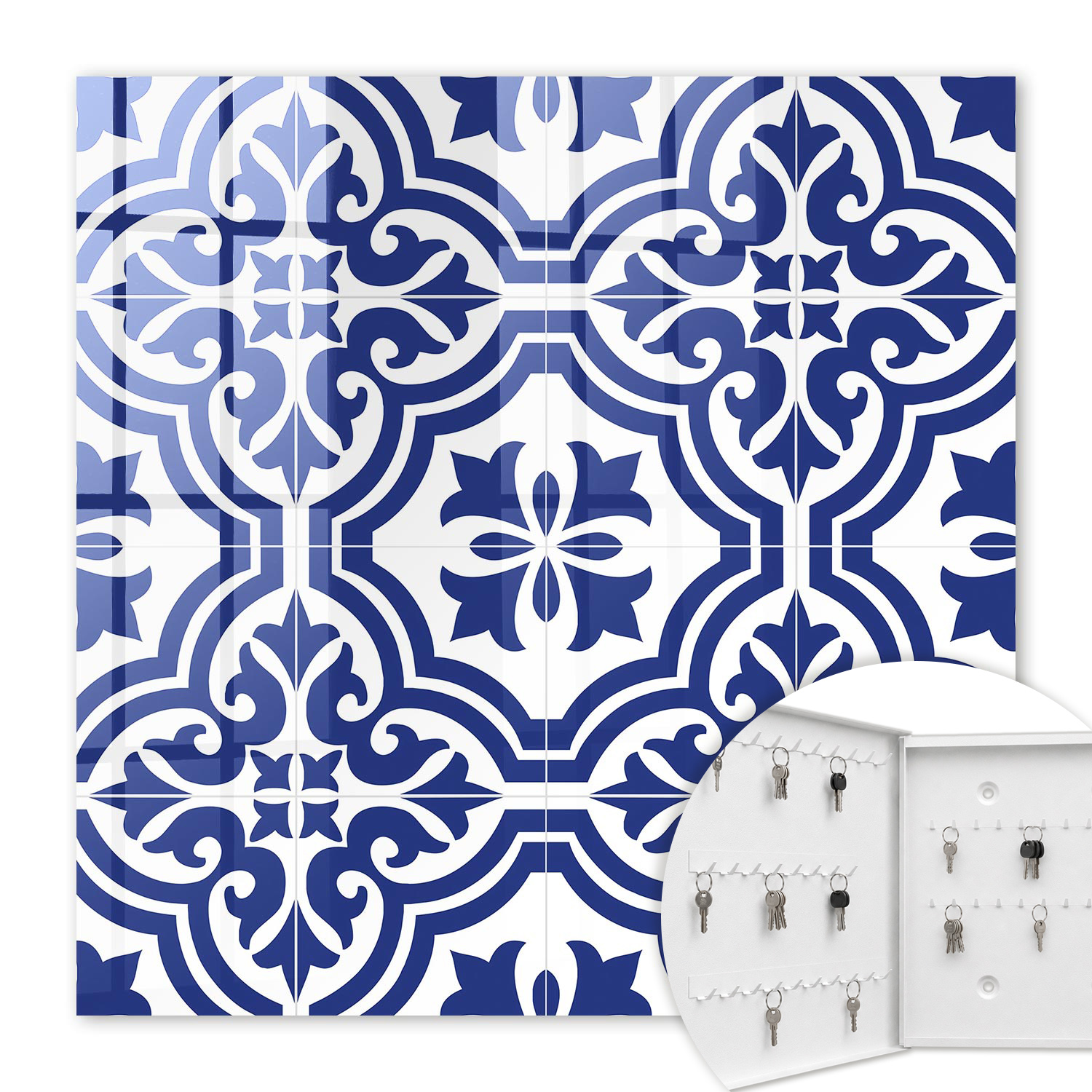 Armoire À Clés - (30 Cm X 30 Cm) - Boîte À Clés Murale - Coffret De Rangement Pour Clés - Couleur Blanche - Ouverture Vers La Gauche - Pour Maison Et Bureau - Beauté Géométrique