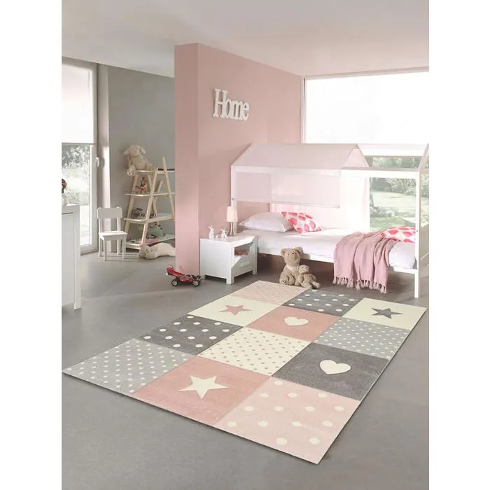 Tapis moderne enfants, rose, 200 x 290 cm