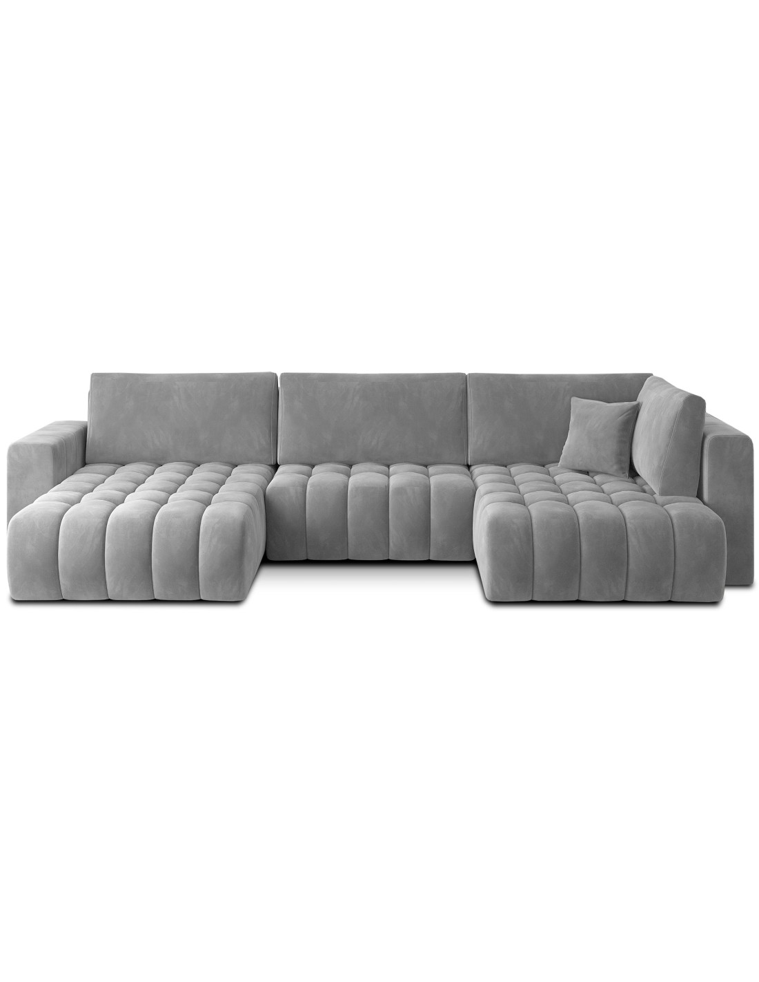 Canapé D'Angle Bonita Convertible 6 Places Gris Clair Effet Velours - Gauche - 350x175cm