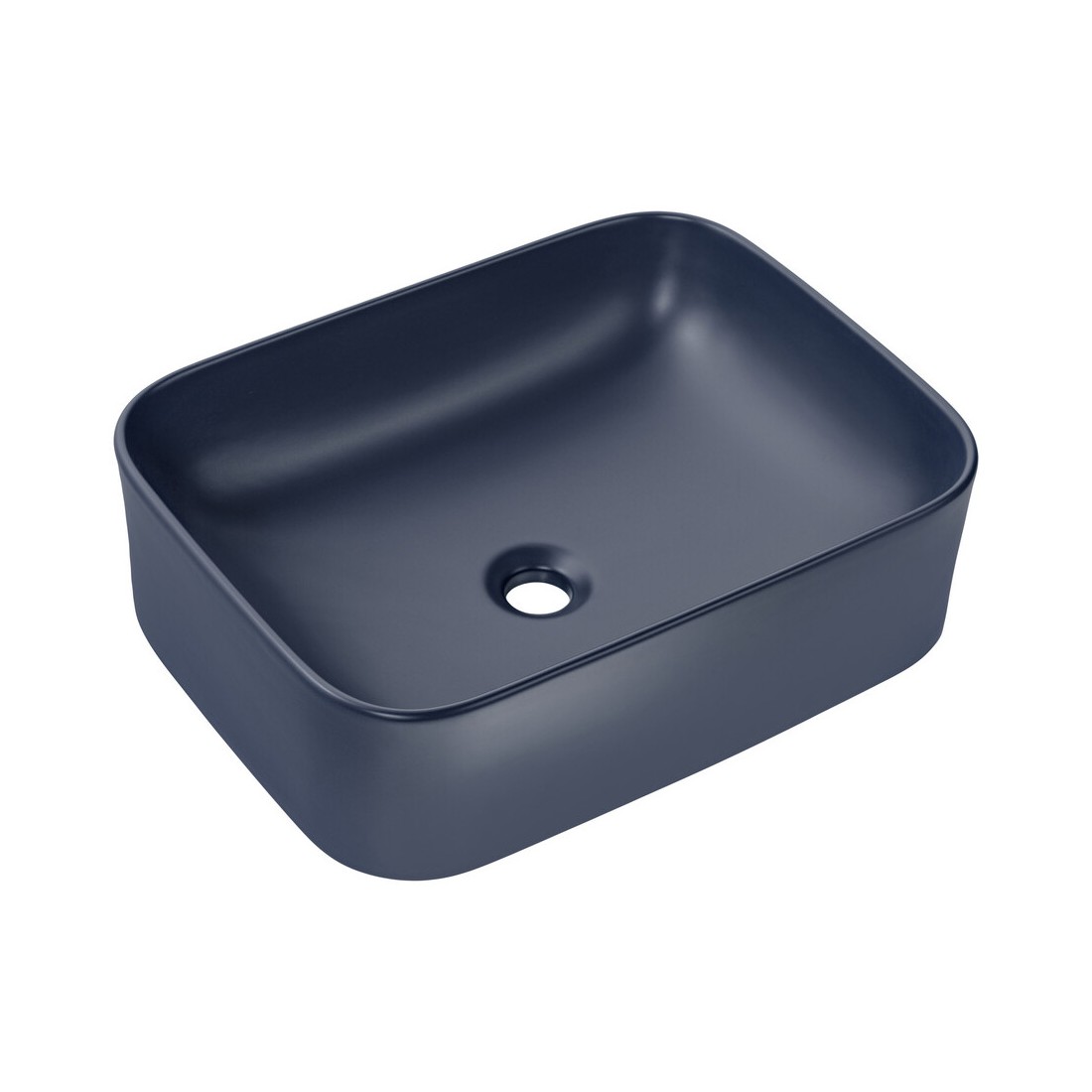 Vasque À Poser Rectangulaire 50,5x38 Cm Bleu Marine Mat En Céramique