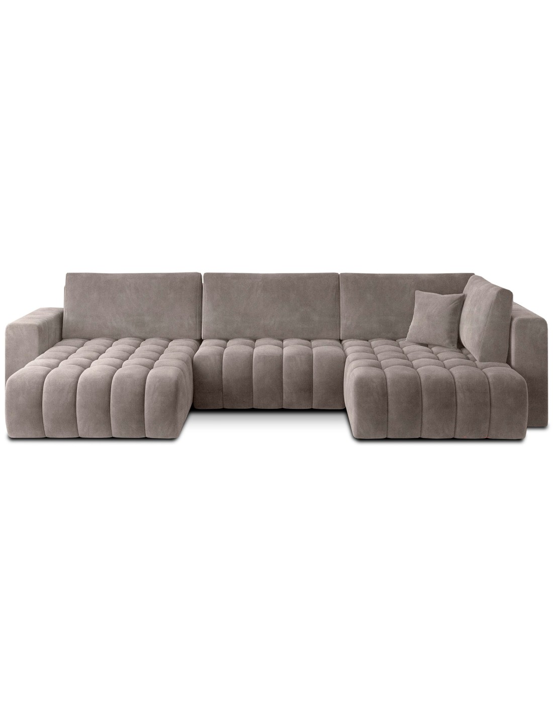 Canapé D'Angle Bonita Convertible 6 Places Beige Effet Tissu - Gauche - 350x175cm