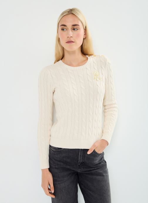 Lauren Ralph Lauren pour femme. 200932223002 Pull avec boutons beige (M), Casuel, Coton