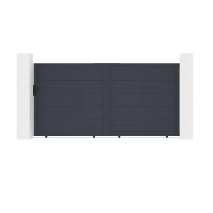 Portail coulissant 3,5m EIGER H.180cm + Portillon 1m EIGER H.180cm aluminium gris