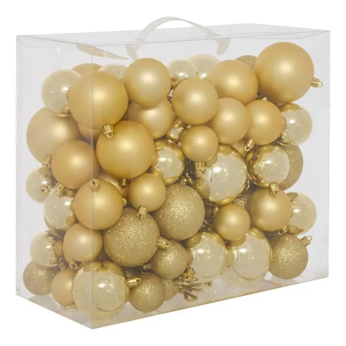 Kit De 100 Boules De Noël En Plastique Assorties Or - Feeric Lights & Christmas