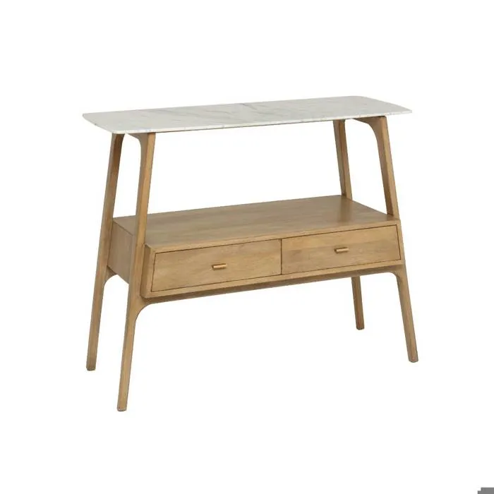 Console en bois de manguier et marbre Hari