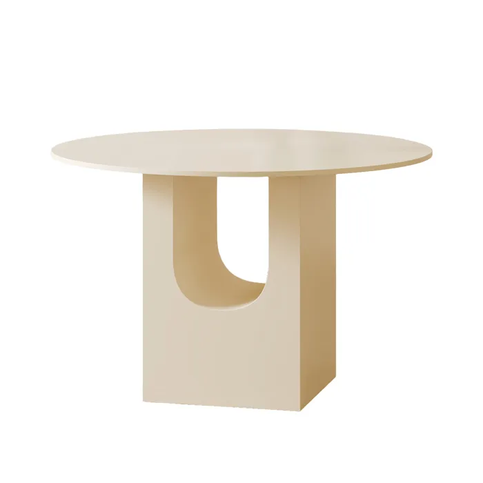 Tayza - Table À Manger Ronde En Marbre D'ingénierie Beige