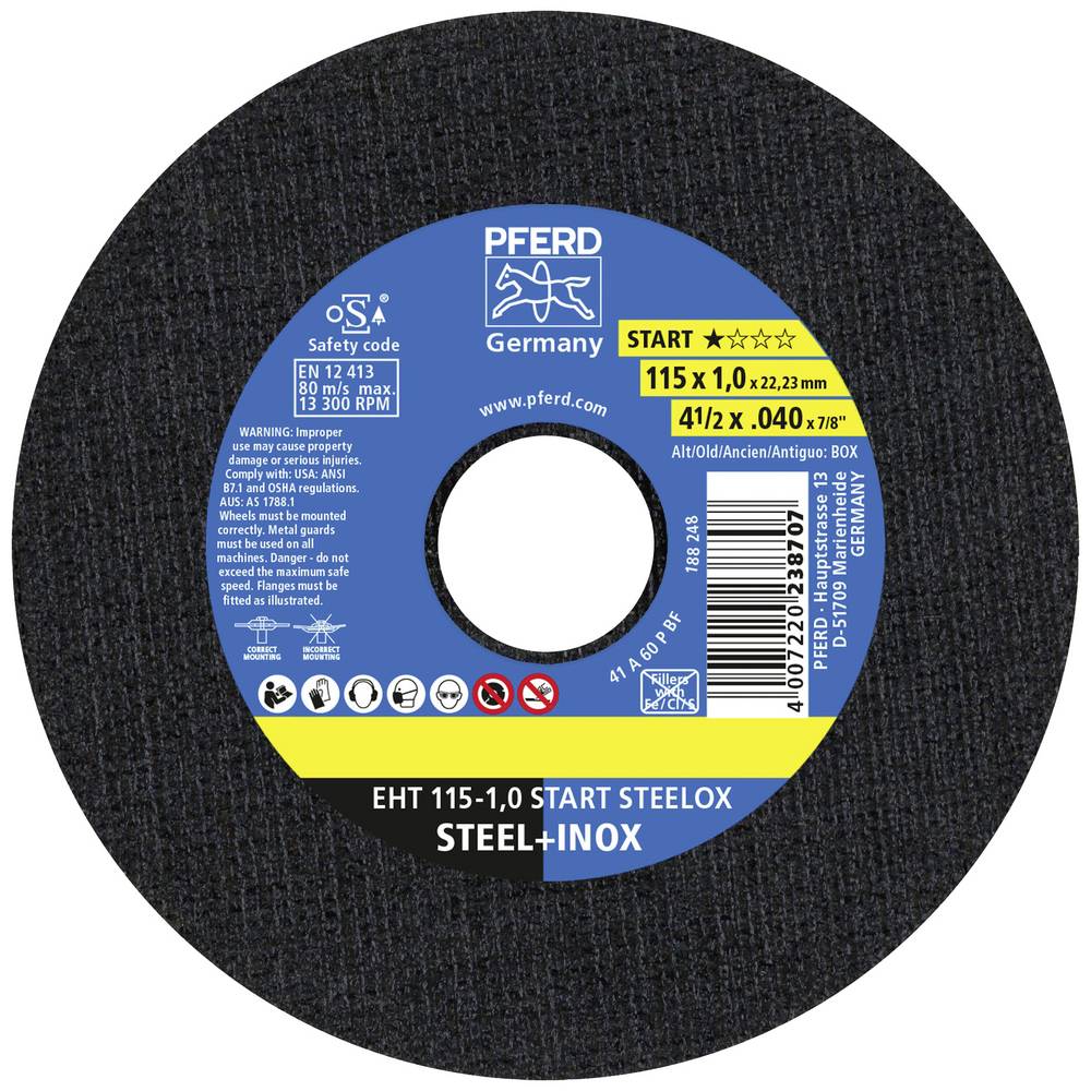 Pferd - Tools Eht 115-1,0 Start (10) 69121067 Jeu De Disque À Tronçonner 115 Mm 10 Pc(s) Acier Inoxydable, Acier