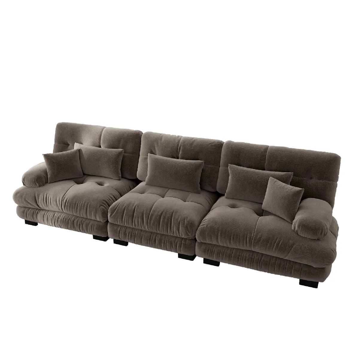 Canapé D'Angle 3 Places, Modulable À Assise Profonde, Chenille, Marron
