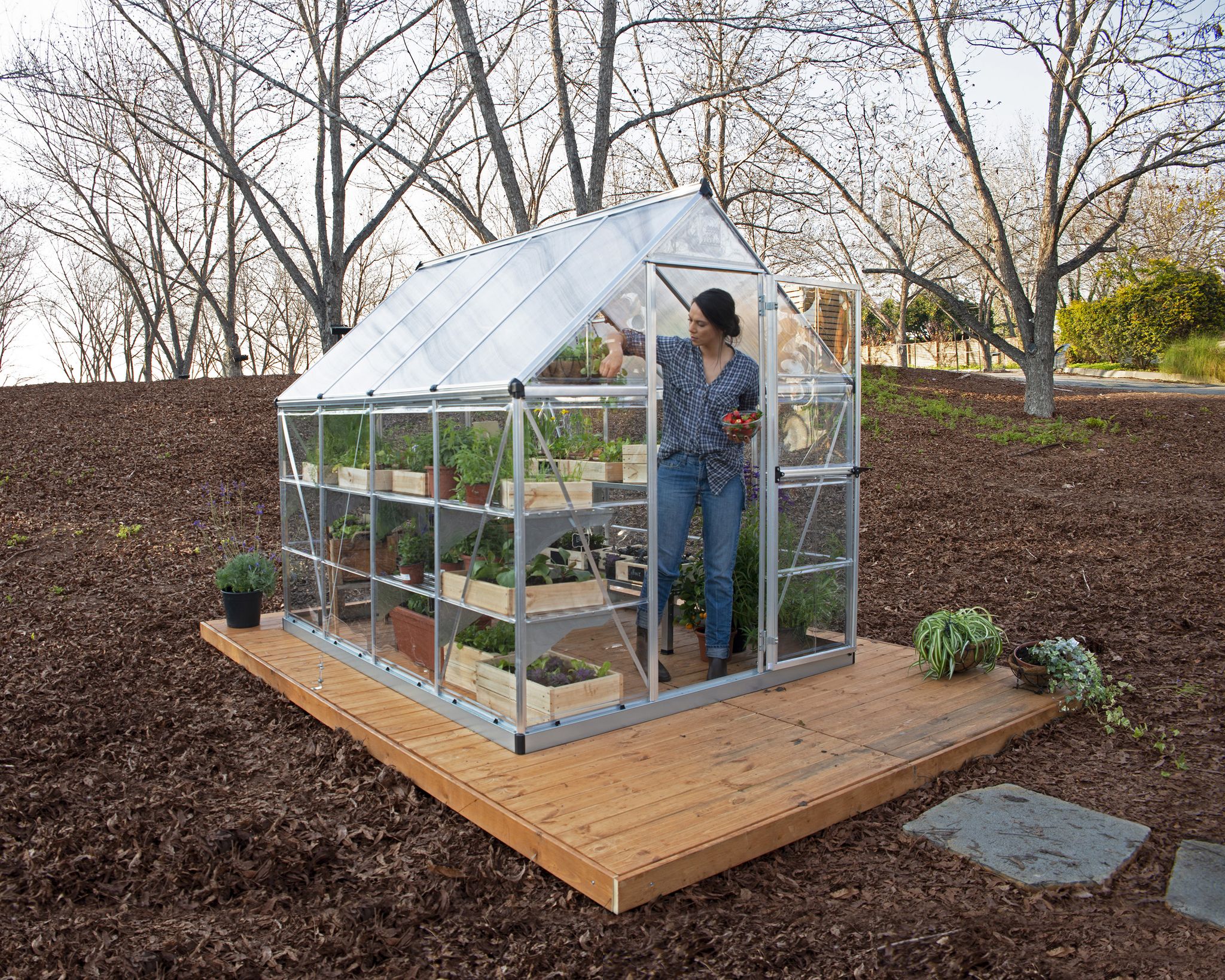 Palram - Canopia Serre De Jardin Hybrid Argent