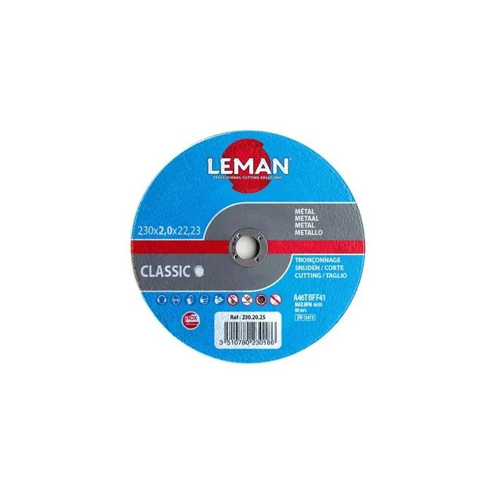 Disque à tronçonner inox plat, 230 x 22,23 x 2 mm, modèle 230.20.25