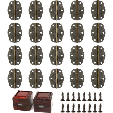 20pcs Mini Charnières Avec 120 Vis Mini Charnières À Boucle Mini Charnière Pliante Charnières De Petit Meuble En Bronze Antique Charnières Anciennes Pour Boîte En Bois Boîte À Bijoux Armoire