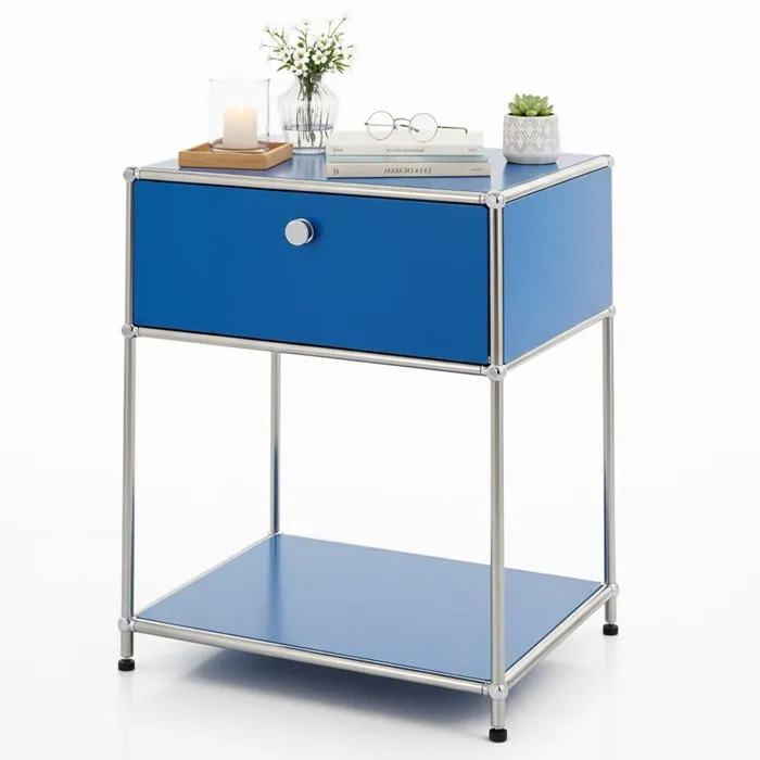 Étagère métal chromé design épuré, Concept Epuré MK-139: 3 étages, L50 x P40 x H63 cm, Bleu
