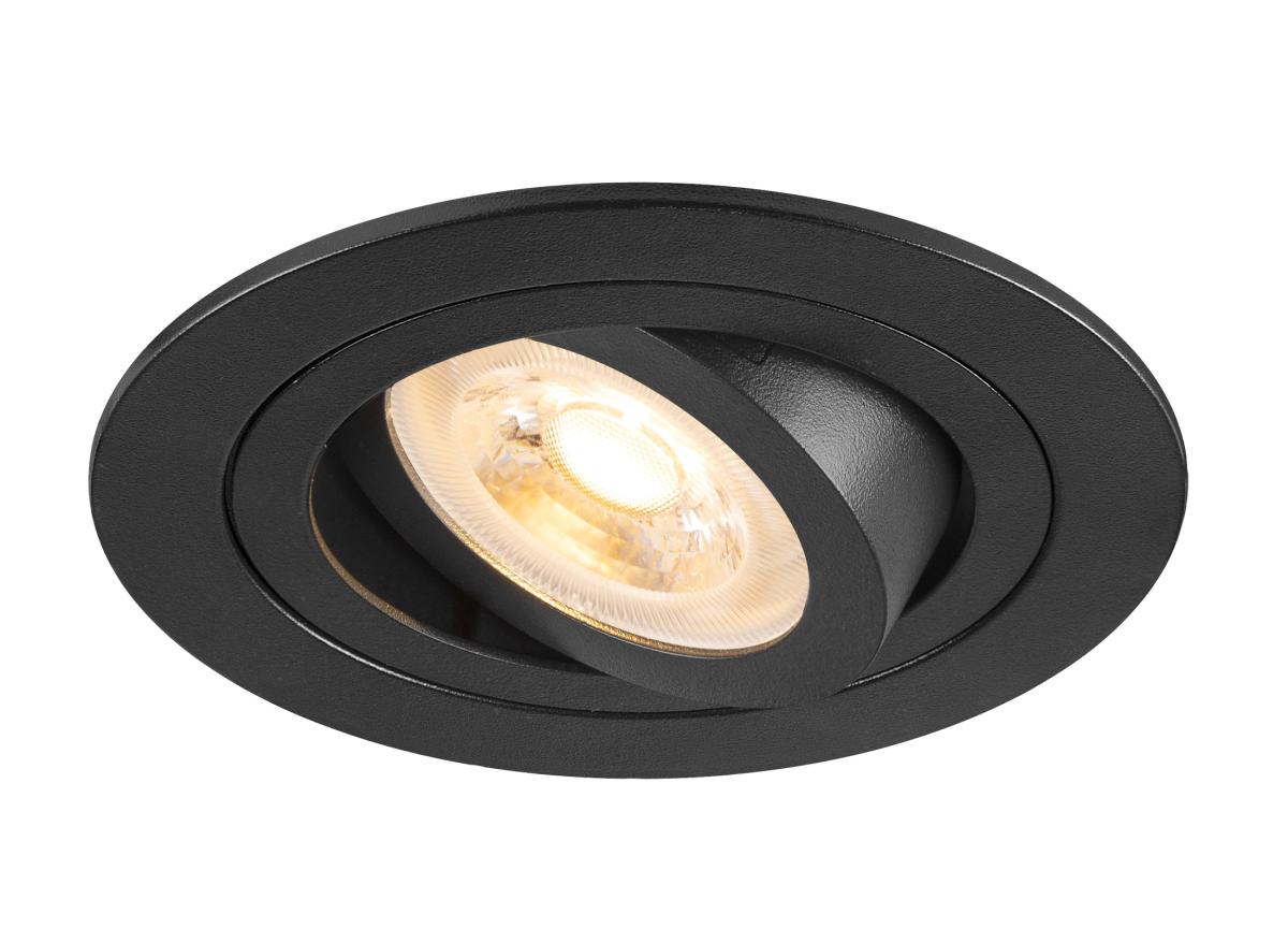 Spot Encastré New Tria® 75 Intérieur Rond Orientable Noir Gu10 10w Ip 20 - Slv - 1007375
