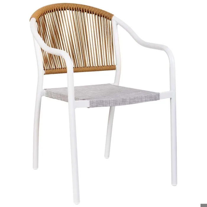 Chaise En Rotin Synthétique Blanc 57x63x80