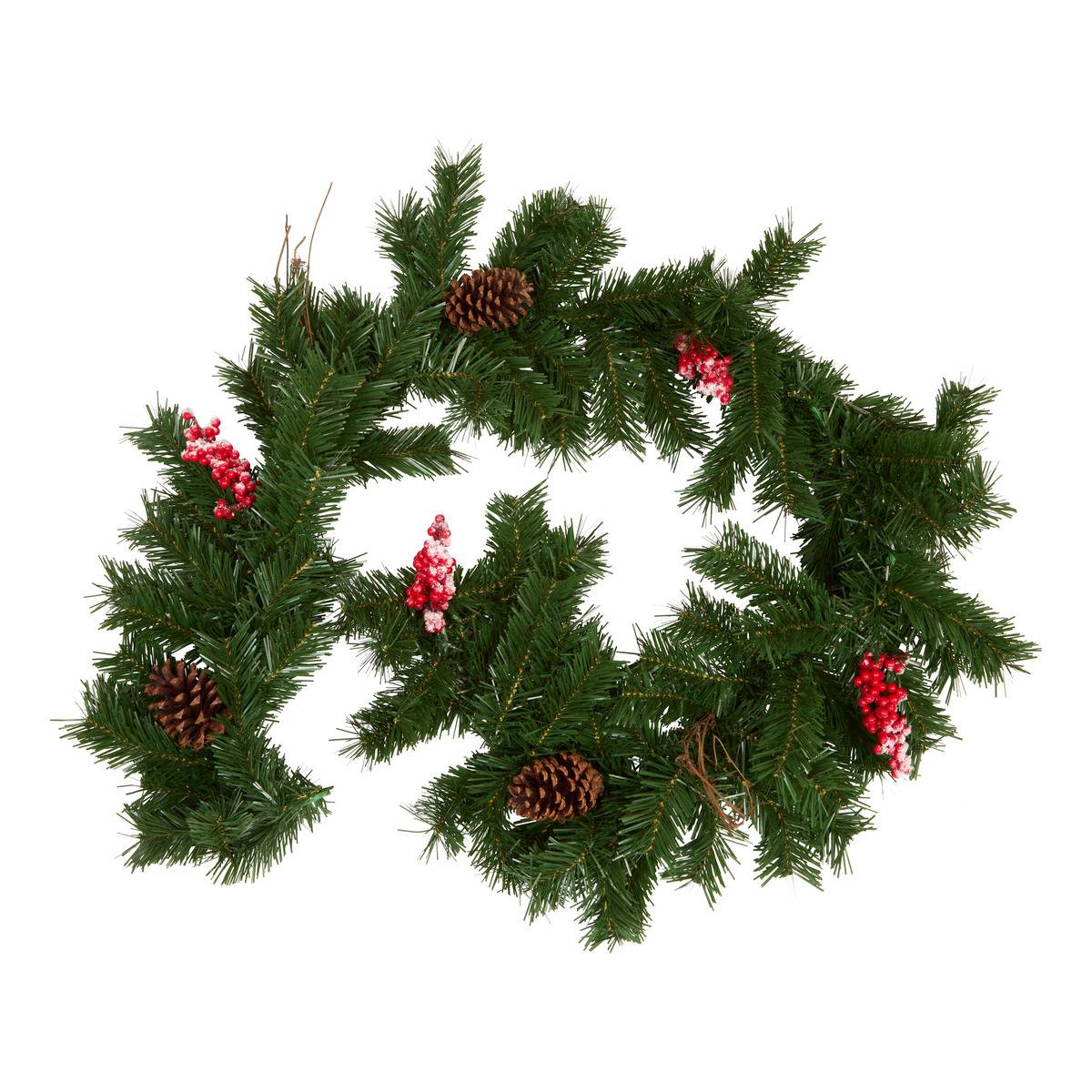 Guirlande De Noël Naturelle Baies Rouges 180 Cm - Feeric Lights & Christmas