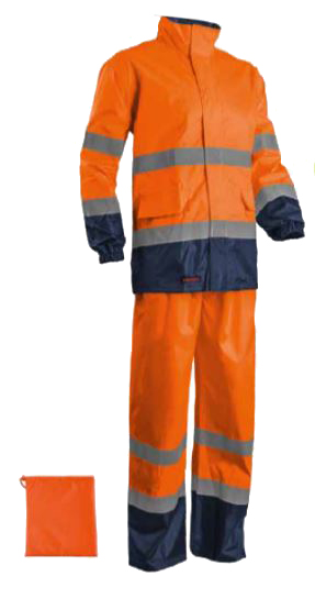 Ensemble de pluie haute visibilité HI-WAY orange fluo/marine TL COVERGUARD 7HWROM