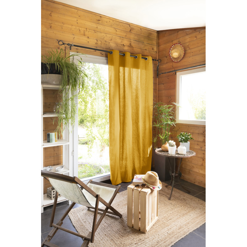 Rideau D'Ameublement "kala" En Coton 140 X 260 Cm L'Effet Papillon - Kala Safran - 1 Panneau 140 X 260 Cm