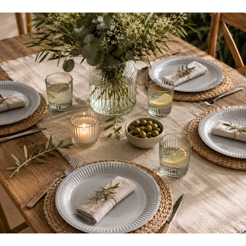 Set De 20 Assiettes Carton 23 Cm Unies Gris