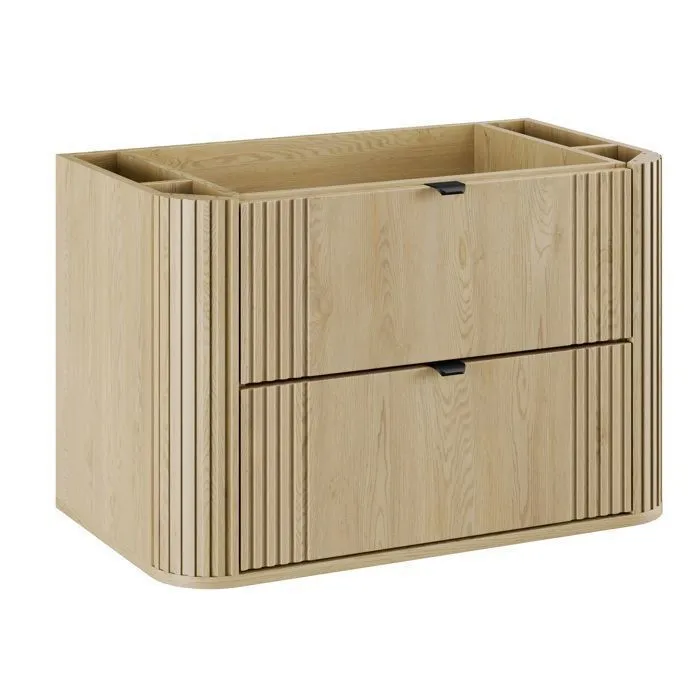 Meuble sous vasque suspendu OVALIA - 2 tiroirs chêne 80 cm