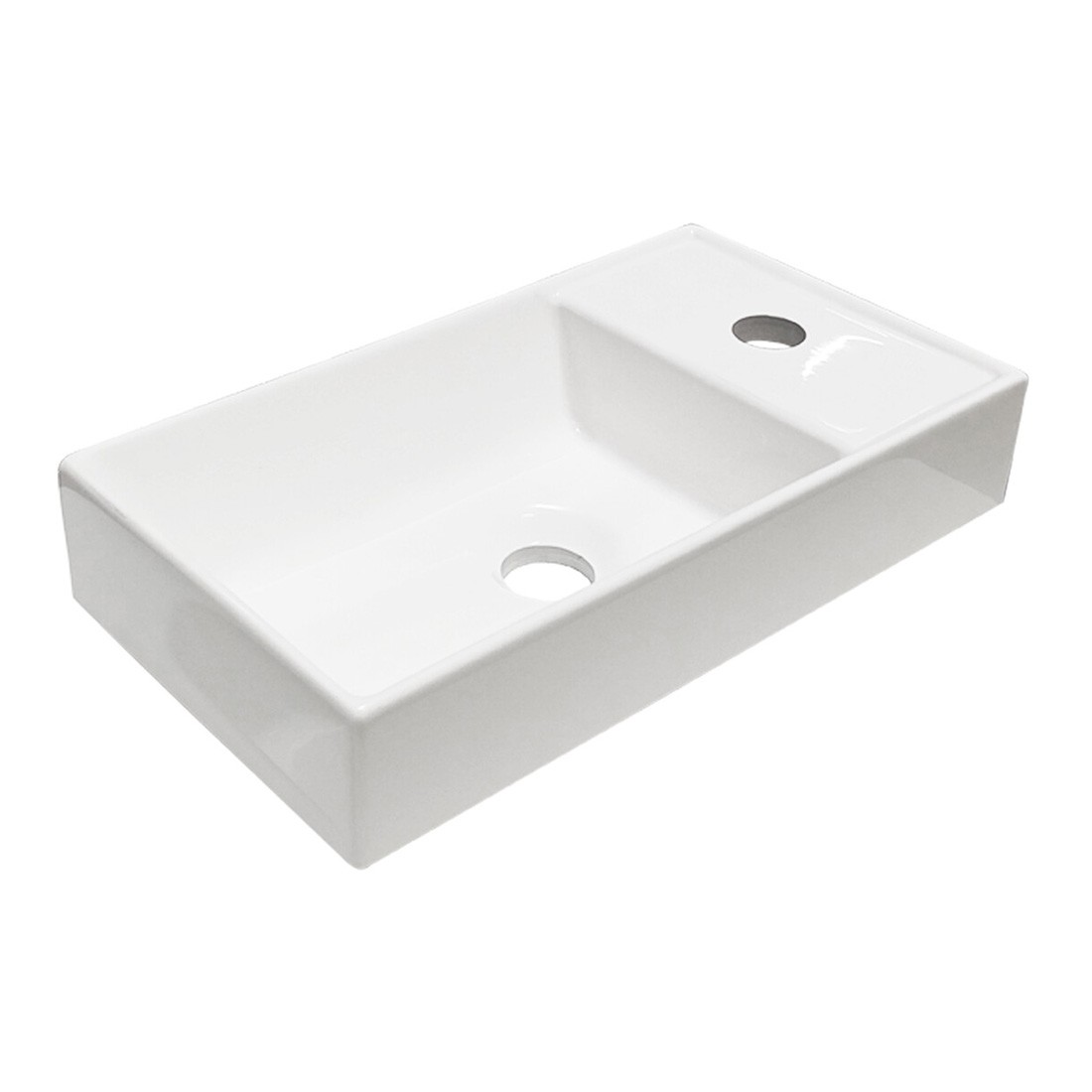 Vasque À Encastrer City 40 Cm Compacte Résine Minérale Blanc Brillant