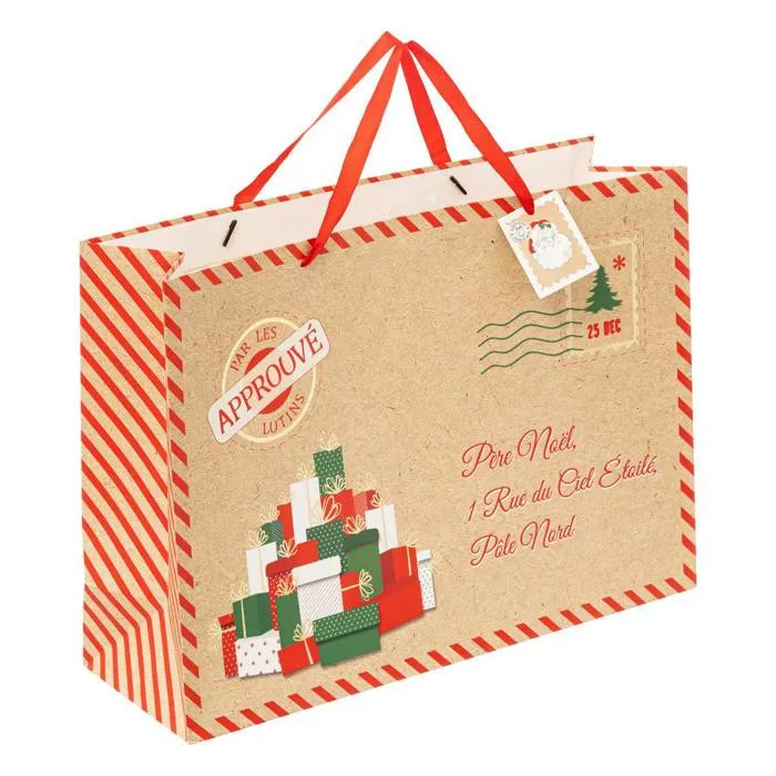 Sac Cadeau Imprimé Grande Taille Cher Père Noël - Feeric Lights & Christmas