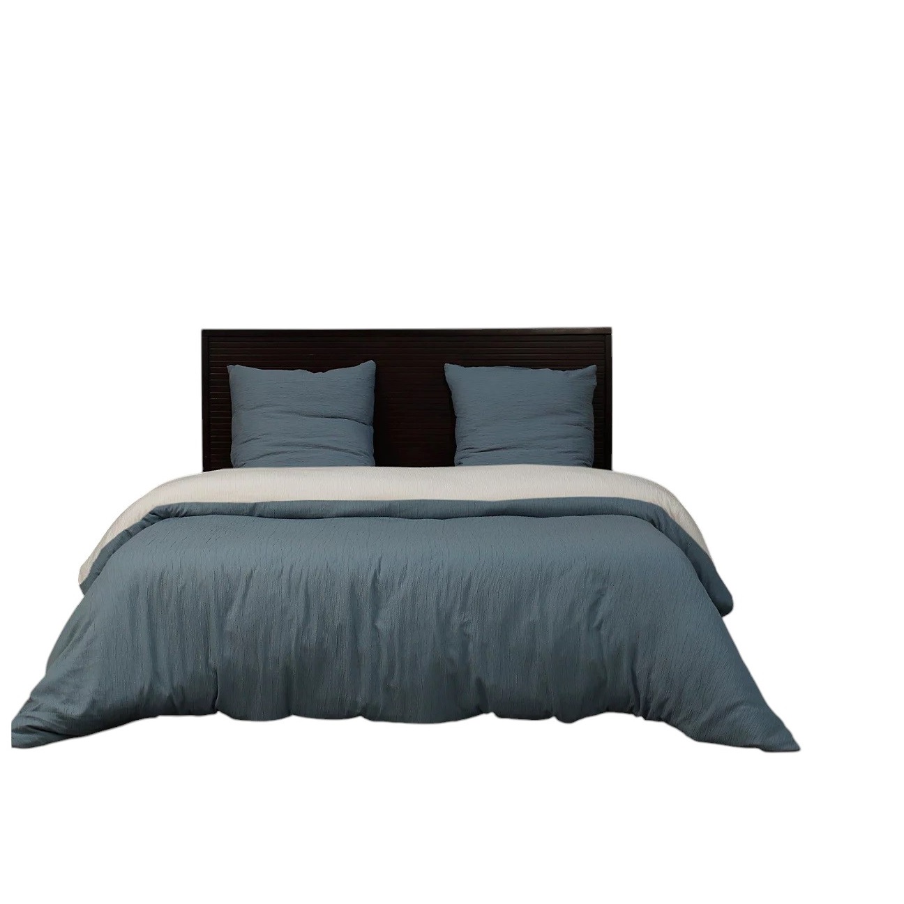 Parure De Lit En Gaze De Microfibre 220 X 240 Cm Bicolore Bleu