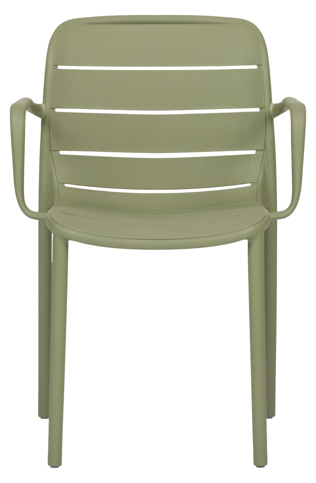 Silja Chaise De Jardin Avec Accoudoirs Empilable Vert.