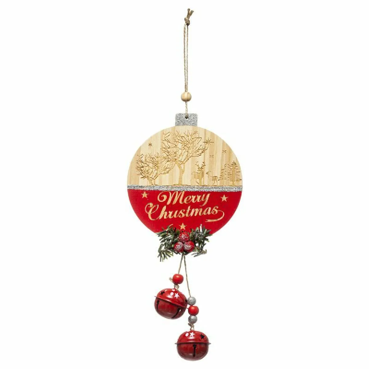 Sujet De Noël Long Bois Paysage Cloche - Feeric Lights & Christmas